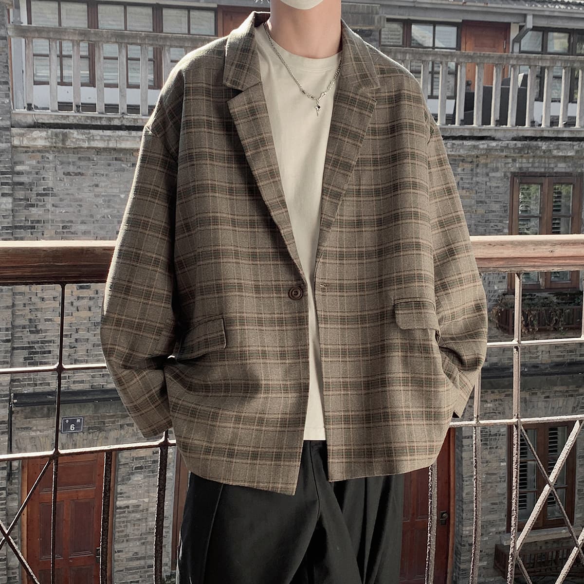 Chaqueta retro suelta para hombre