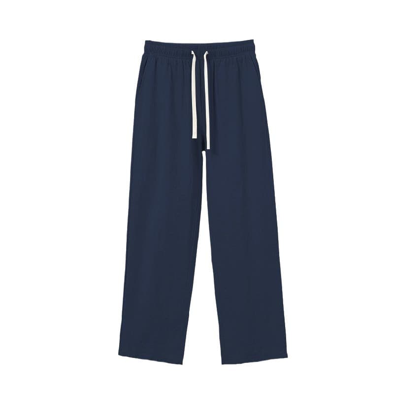 Pantalón de verano delgado holgado recto de algodón y lino