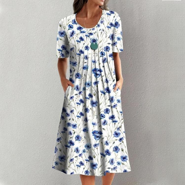 Vestido midi casual de flores estampado manga corta