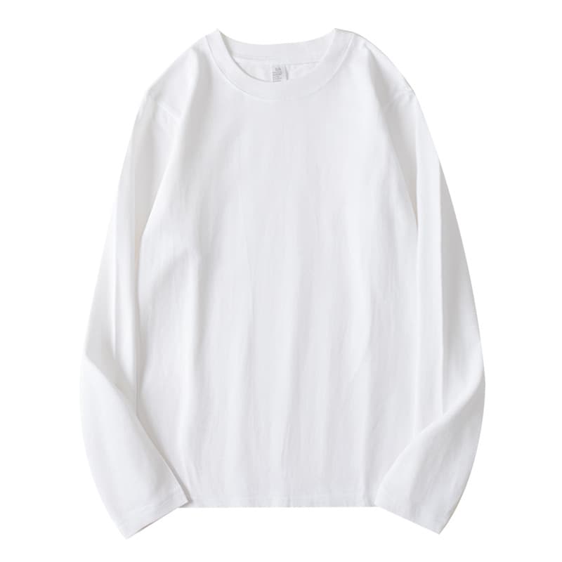Camiseta de algodón pesado manga larga cuello redondo
