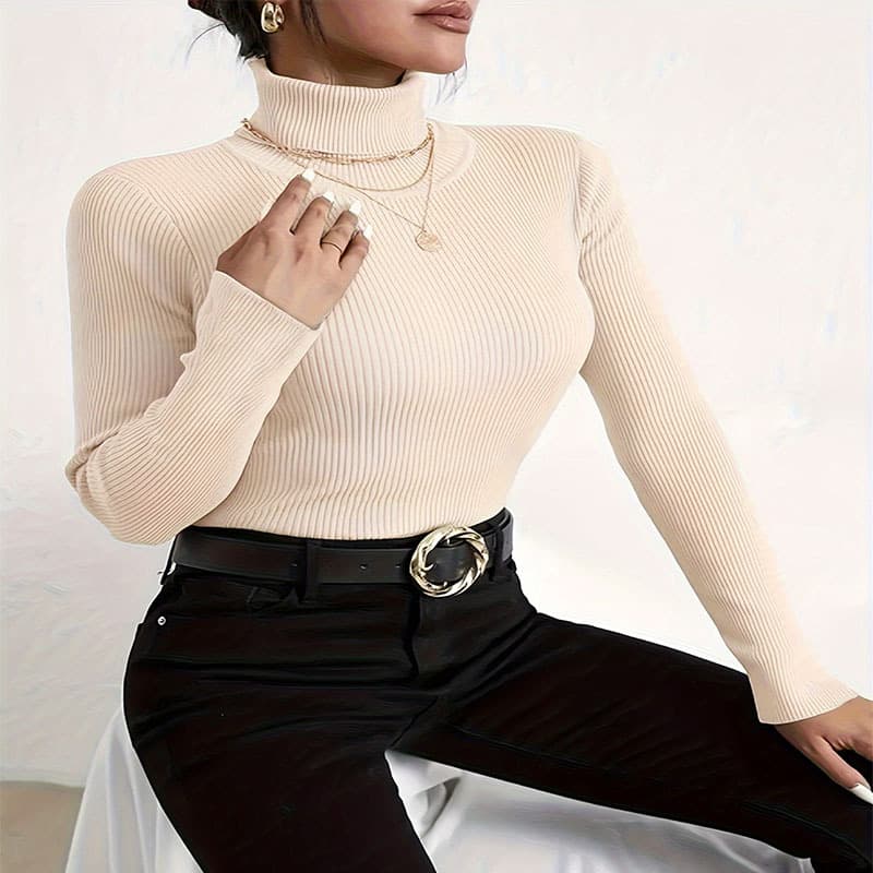 Suéter de cuello alto ajuste slim para otoño