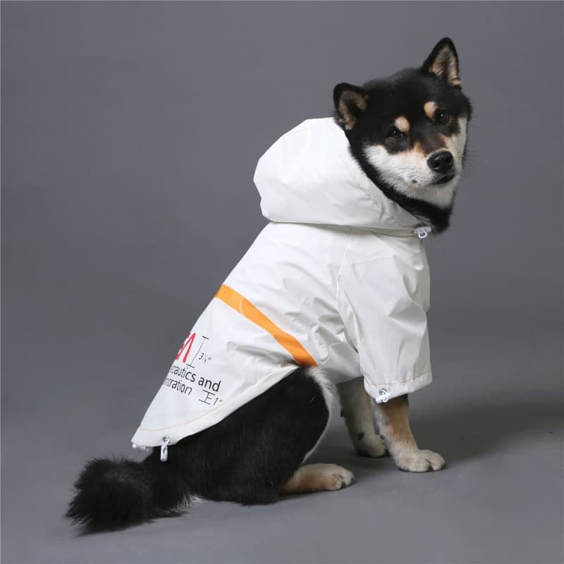 Impermeable reflectante tipo traje espacial para perro