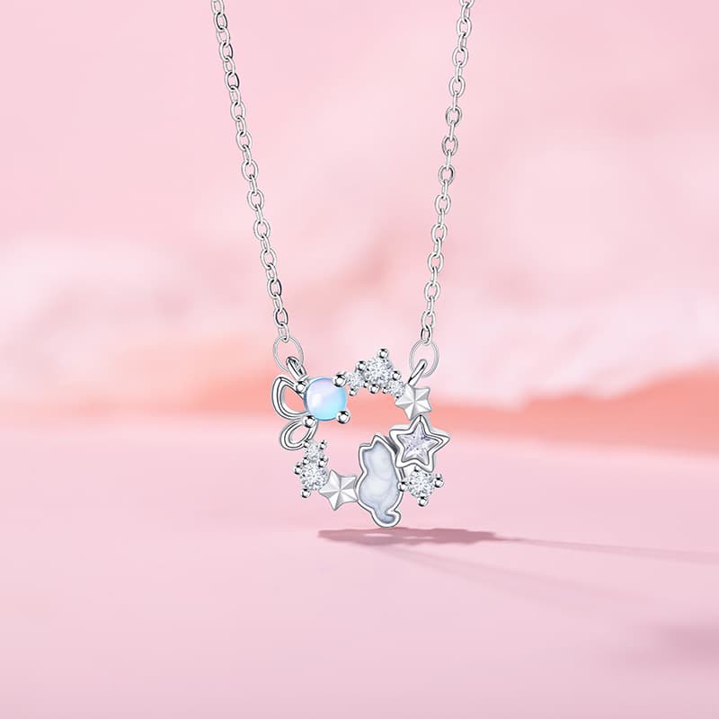 Collar de gatito de acero con zirconia