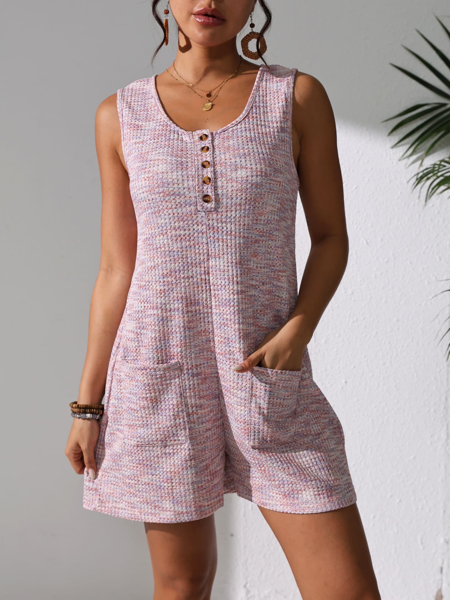 Mono chaleco casual con bolsillos y botones para mujer