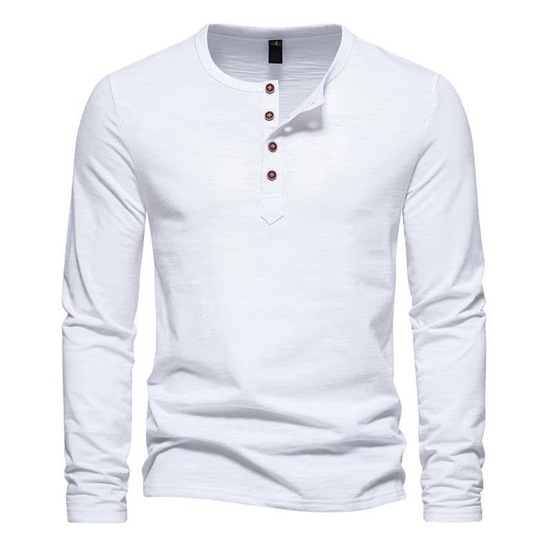 Camiseta de manga larga con botones para hombre