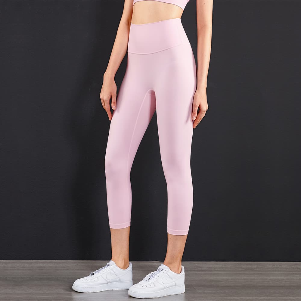 Pantalones yoga capri cintura alta sin línea T