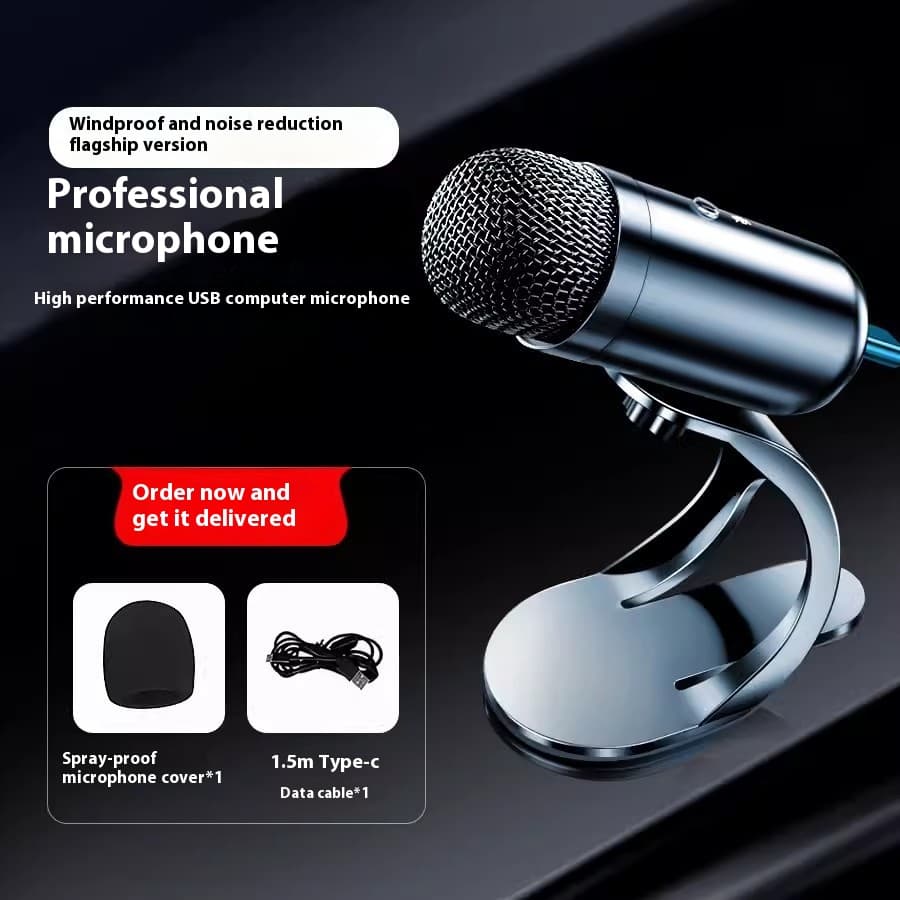 Micrófono USB con cable para karaoke y computadora