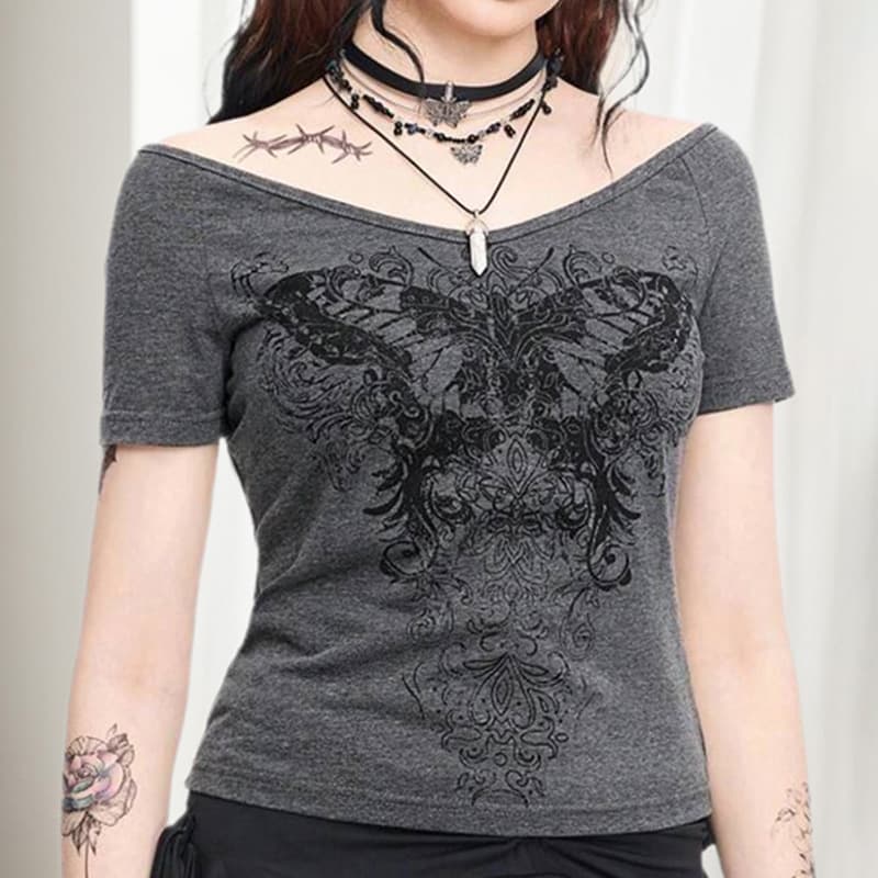 Camiseta casual gris de manga corta