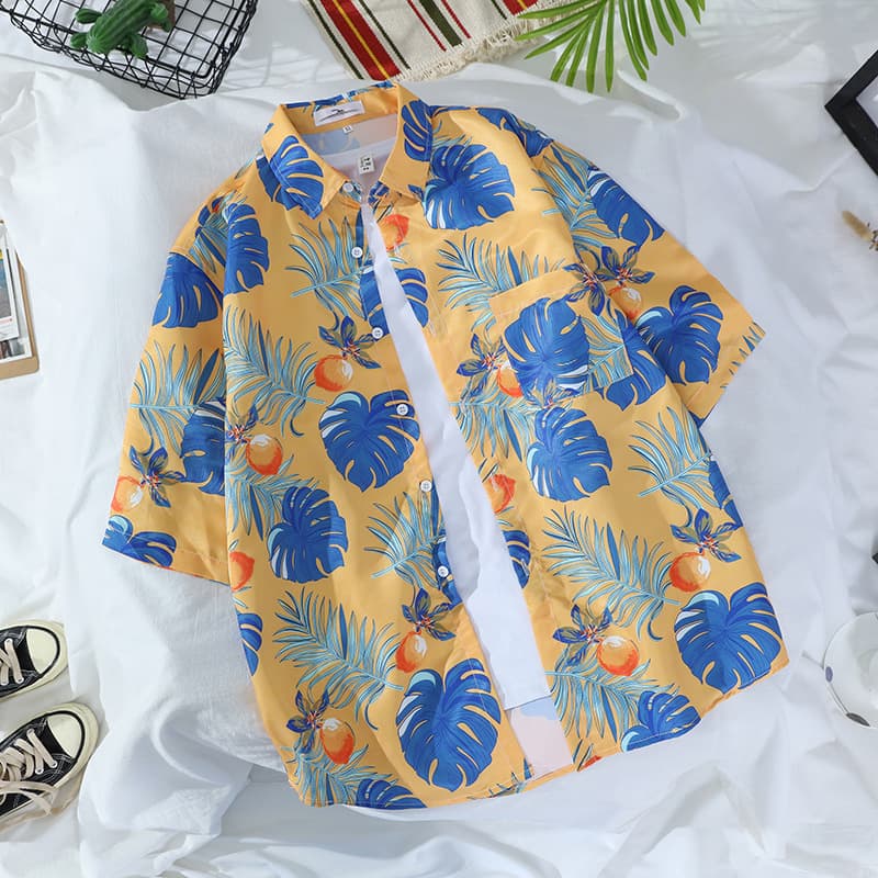Camisa retro suelta para pareja estilo playa