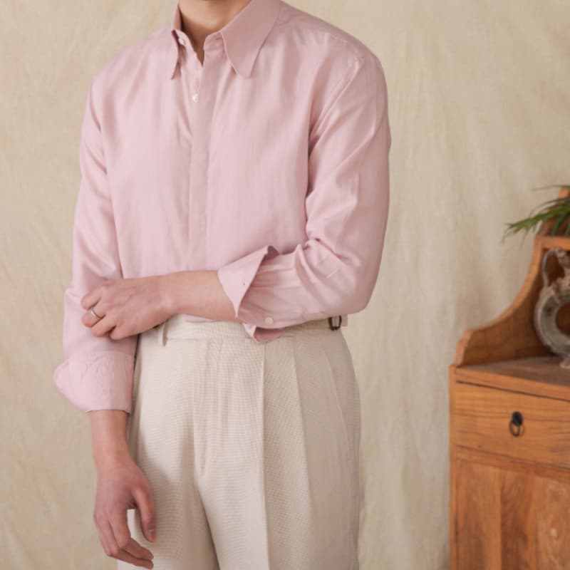 Camisa lyocell y lino transpirable de manga larga