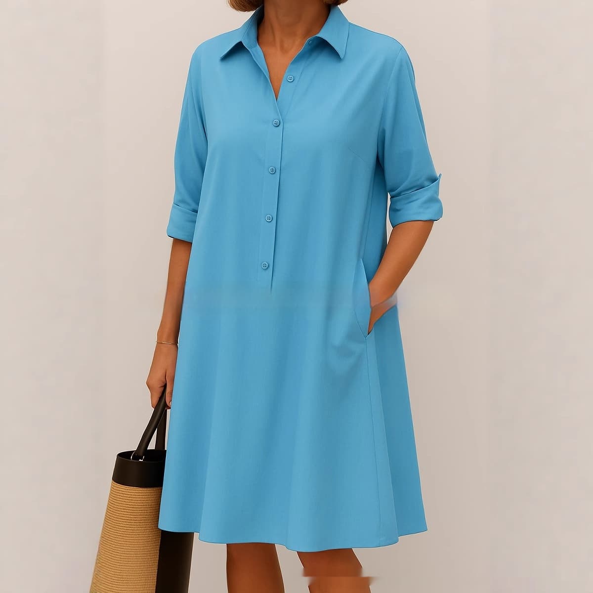 Vestido suelto de color liso con corte A