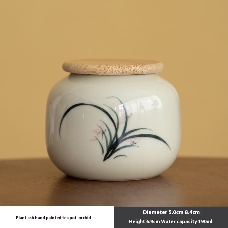 Frasco de cerámica para té con diseño de orquídea