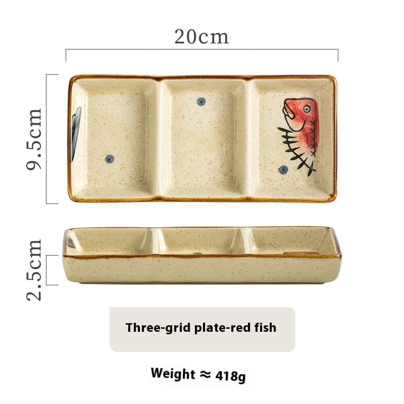 Plato de condimentos de cerámica japonesa con tres compartimentos