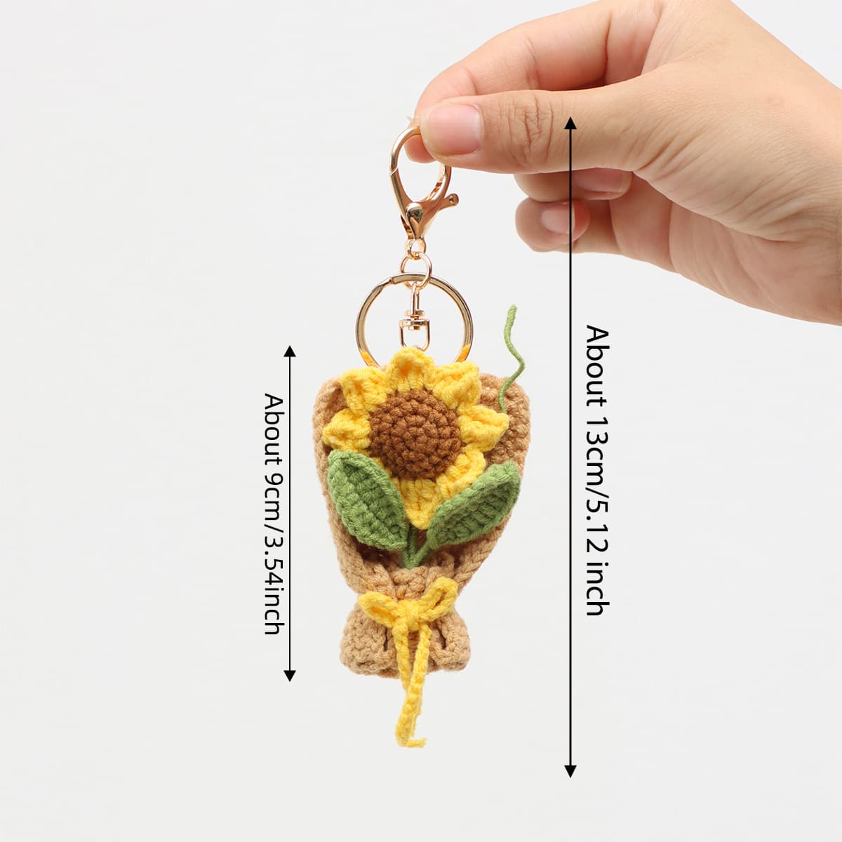 Llavero de girasol tejido a crochet hecho a mano