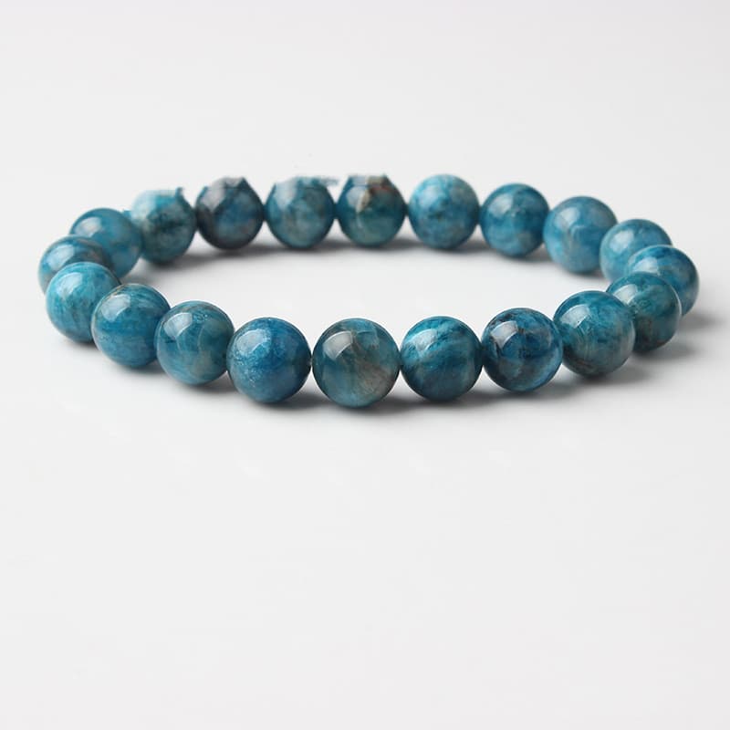 Pulsera de apatita azul natural con cuentas elásticas