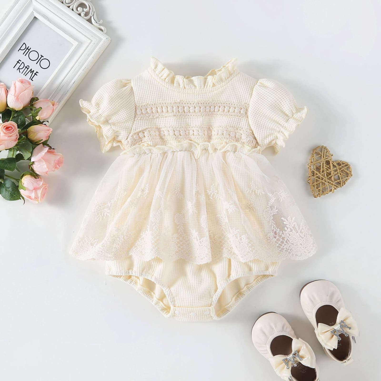Enterizo infantil cuello redondo falda estilo verano