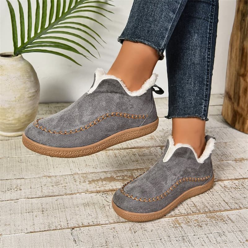 Botas de invierno con forro polar y talón plano para mujer