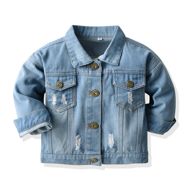 Cardigan de mezclilla desgastado de manga larga para niño