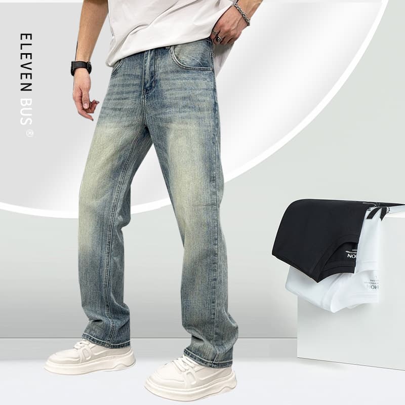 Pantalones vaqueros azul claro sueltos para hombre