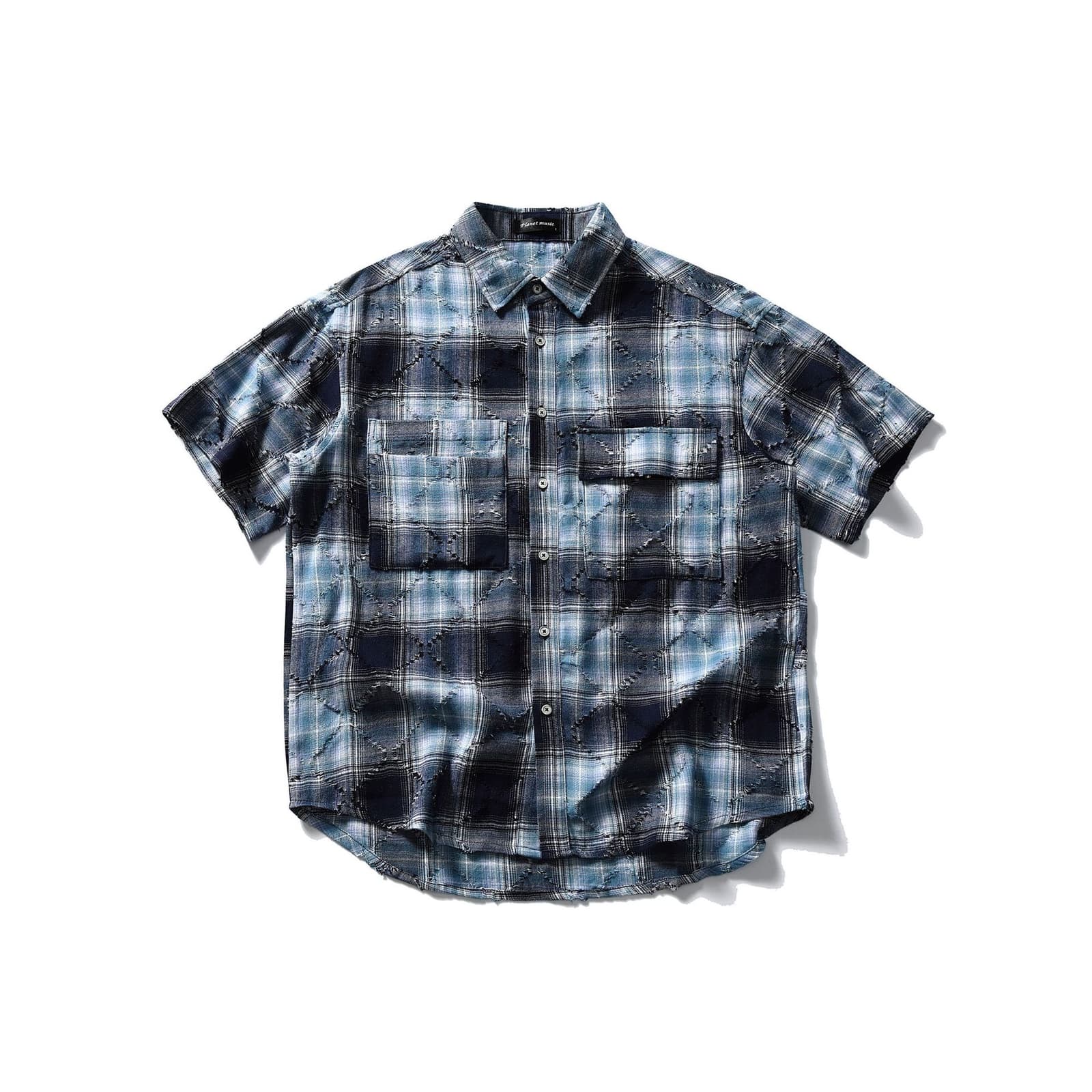 Camisa de cuadros verano manga corta estilo japonés vintage