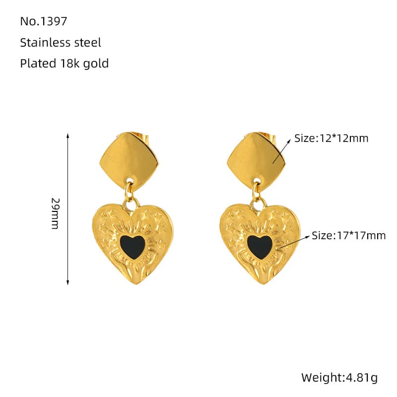 Aretes de corazón con efecto óleo para mujer