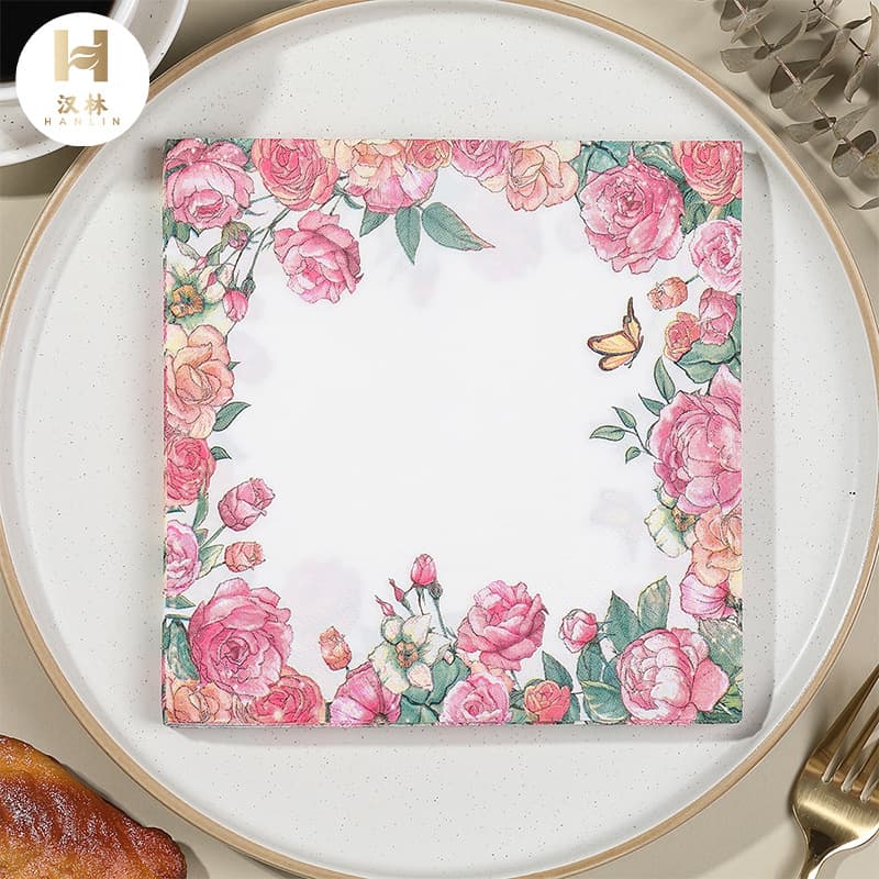 Servilletas desechables con estampado mariposa y flores