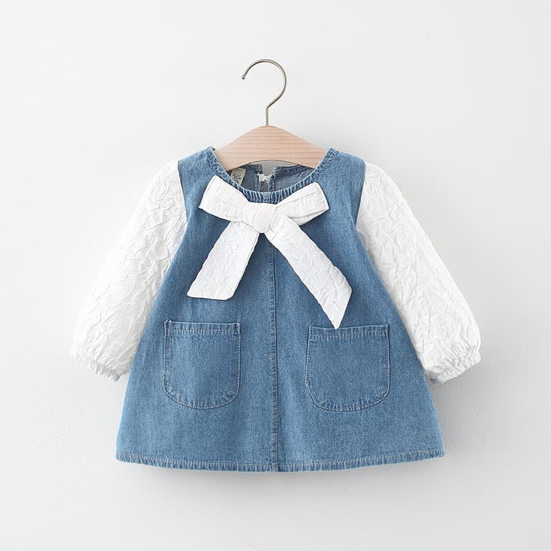 Vestido de bebé niña mezclilla manga larga estilo princesa