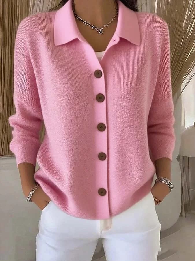 Cardigan de punto con solapa y botones para mujer