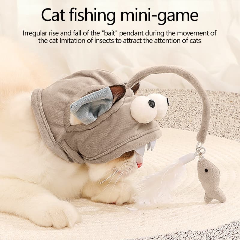 Juguete gato con plumas diseño dinosaurio