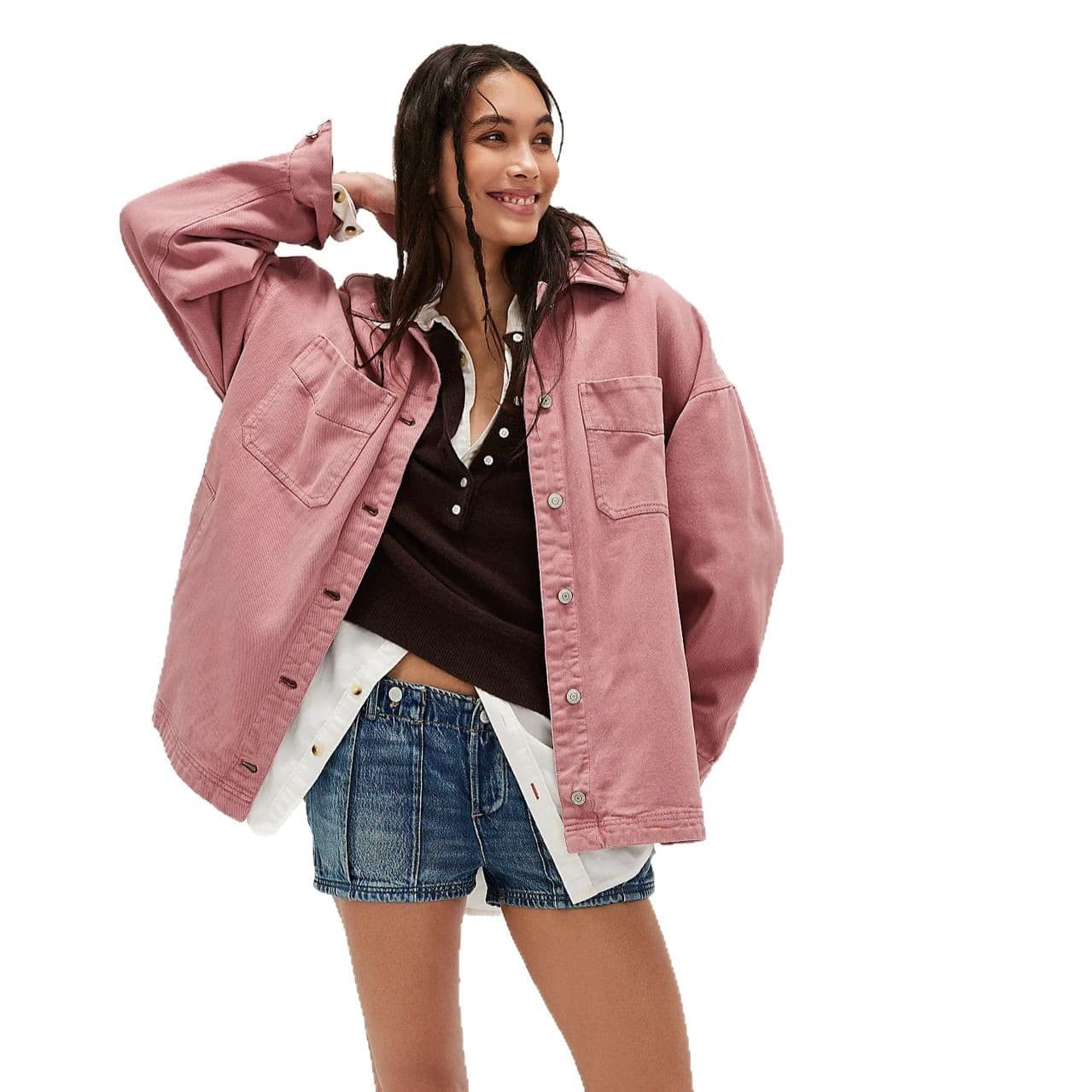 Chaqueta de mezclilla suelta con bolsillos