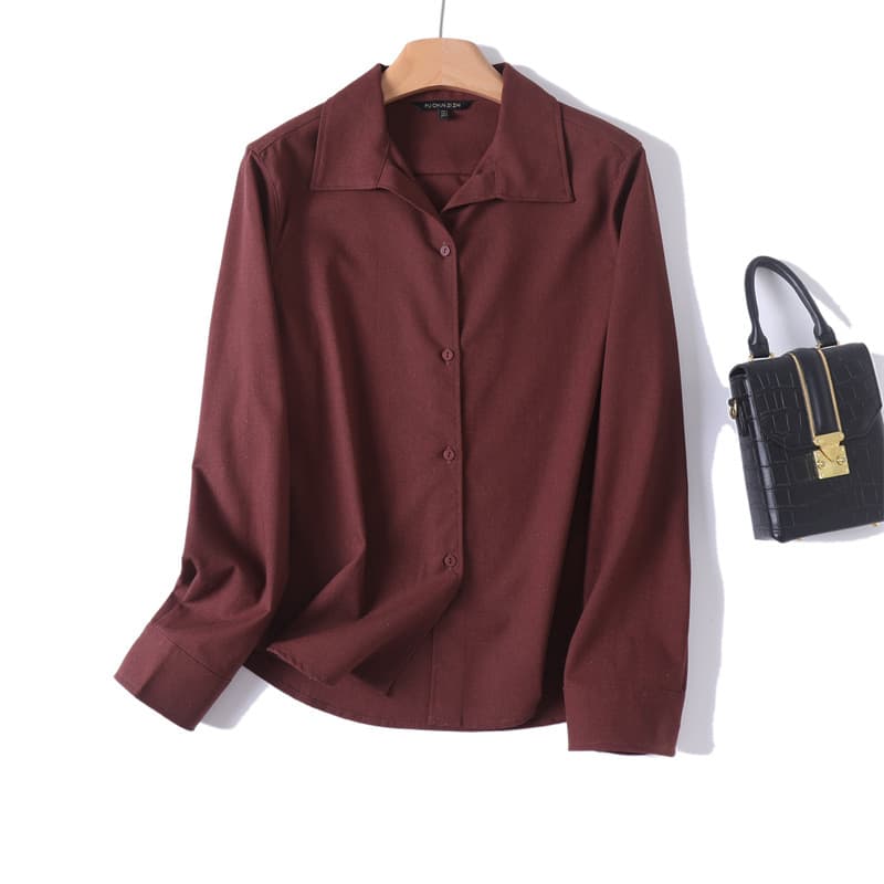Camisa de color sólido manga larga estilo clásico