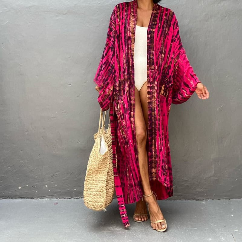 Cardigan playero tie dye estilo europeo americano