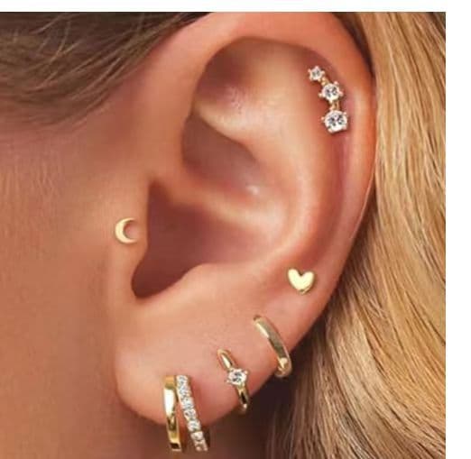 Juego de aretes con circonita para mujer, cinco piezas