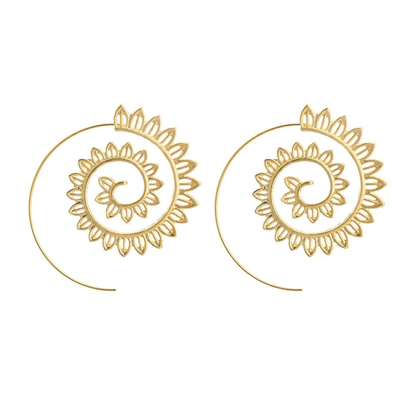 Aretes de espiral redonda dorados grandes