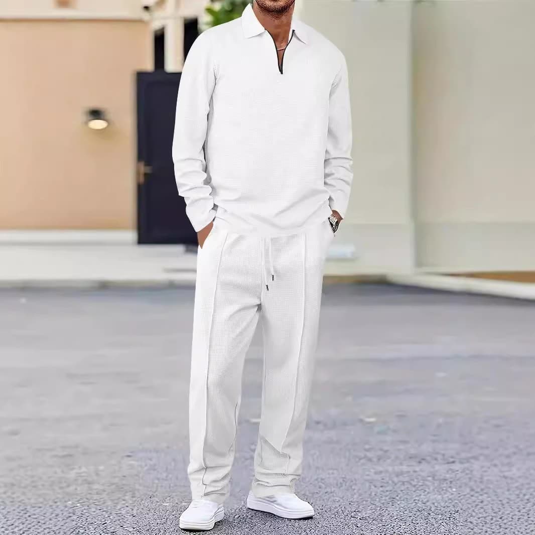 Traje casual cremallera solapa y pantalón cómodo