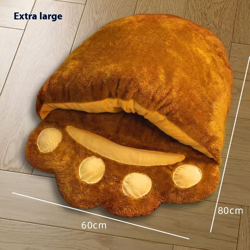 Cama gato forma pata oso invierno cálido