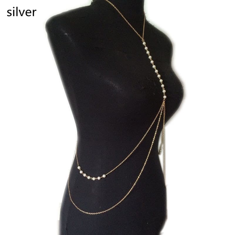 Cadena de cuerpo con perlas estilo europeo y americano