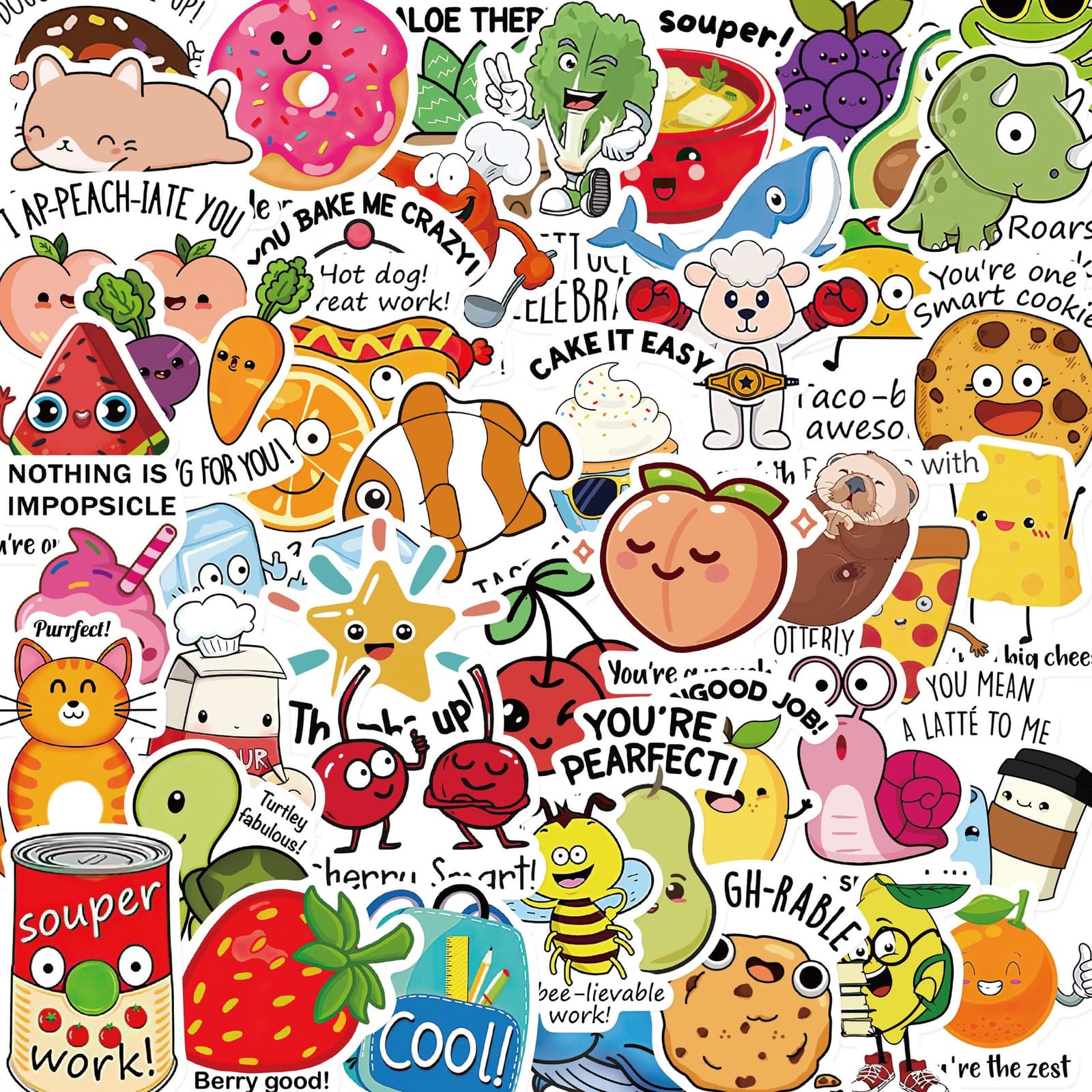 Pack de 50 pegatinas impermeables de PVC para niños