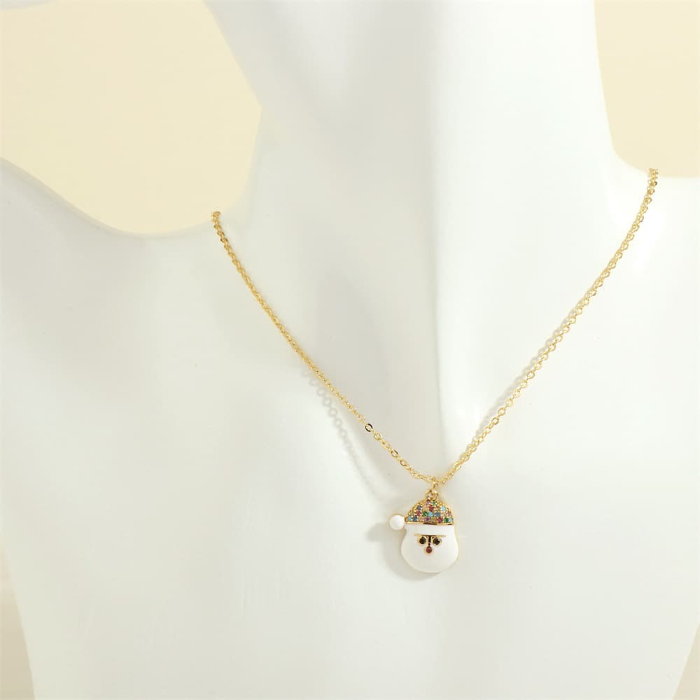 Collar festivo con colgantes navideños en cobre