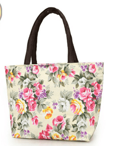 Bolsa casual de lona pequeña con flores