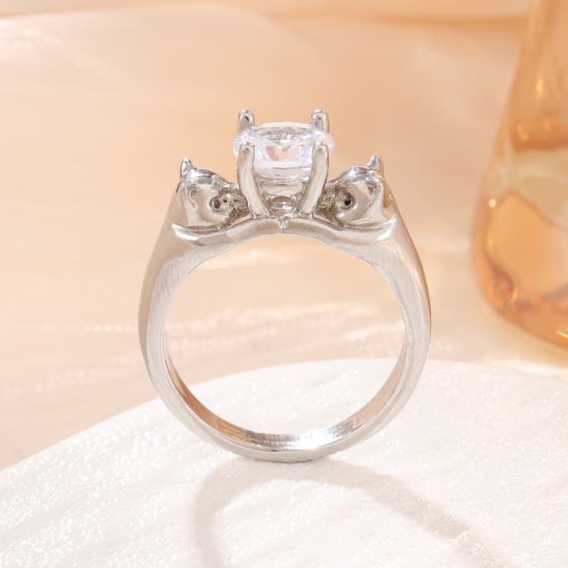 Anillo de cobre con diamantes y motivo gatito