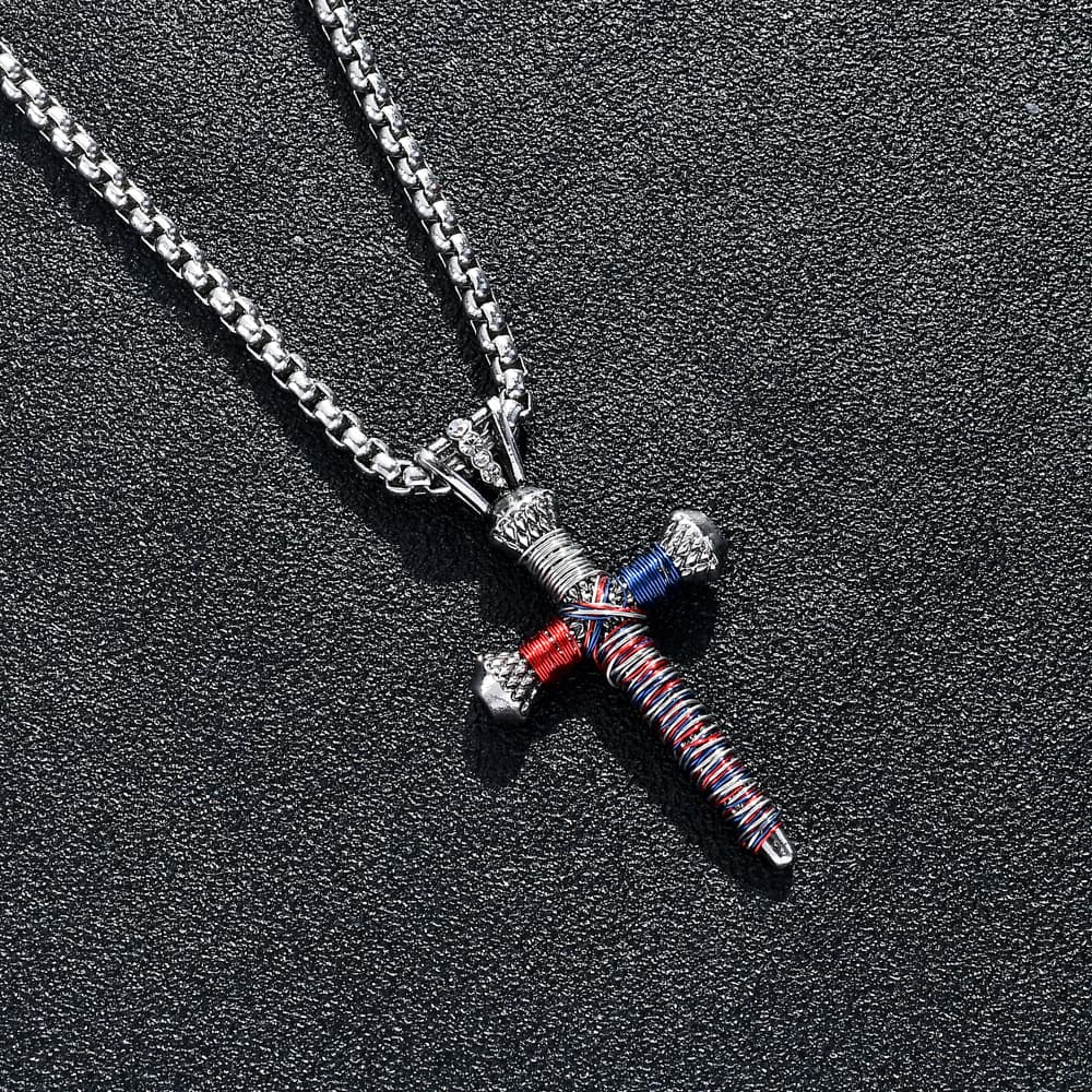 Collar colgante cruz para hombre