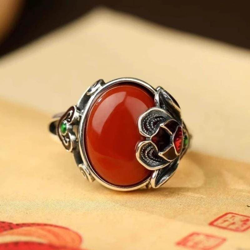 Anillo vintage con granadas y rosas
