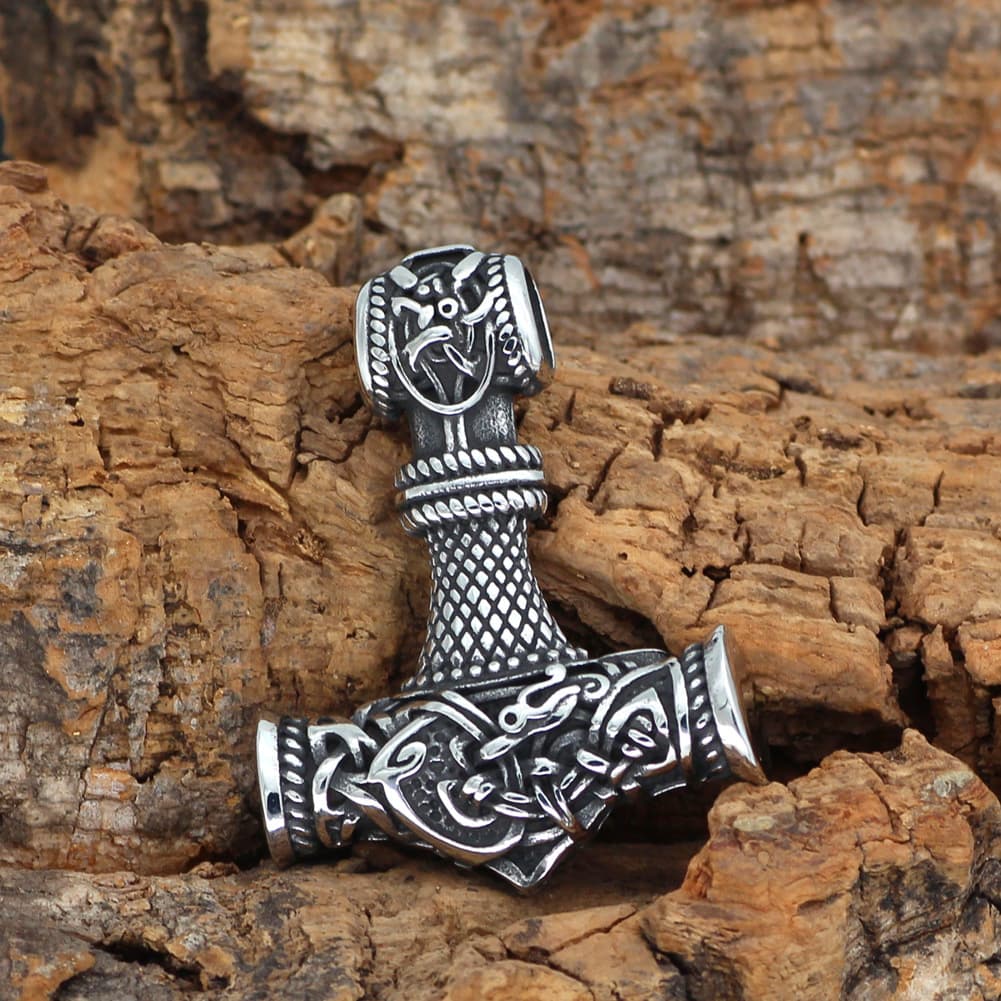 Collar colgante de martillo y runas nórdico para hombre