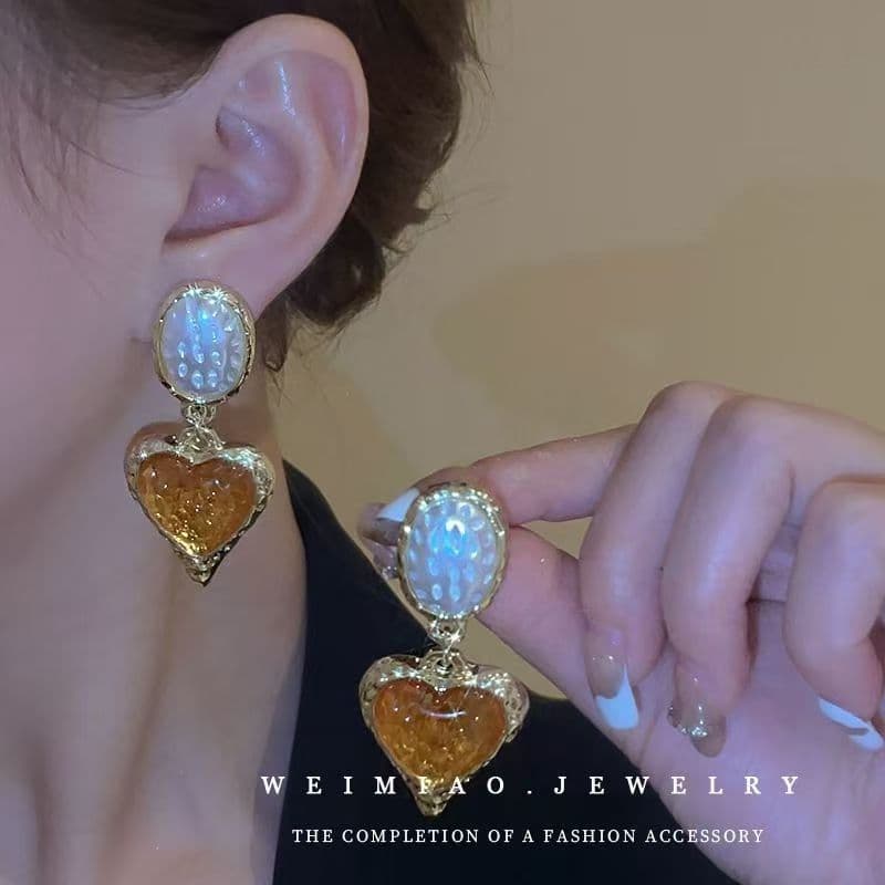 Aretes de corazón vintage estilo francés