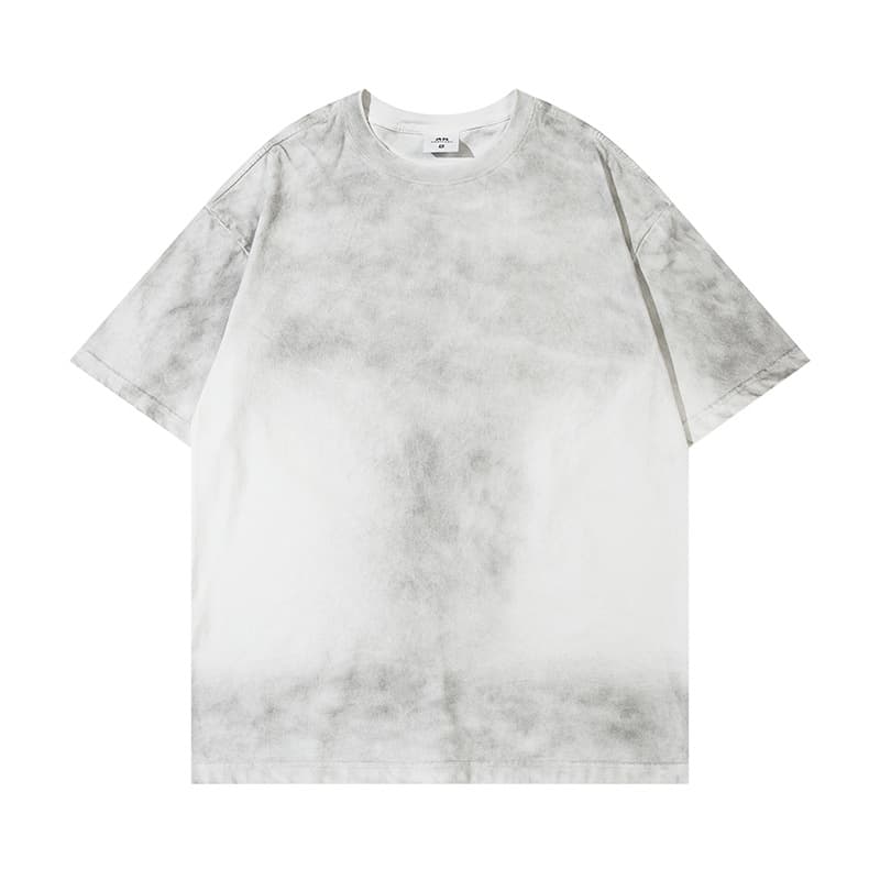 Camiseta de algodón con efecto desgastado y contraste de color