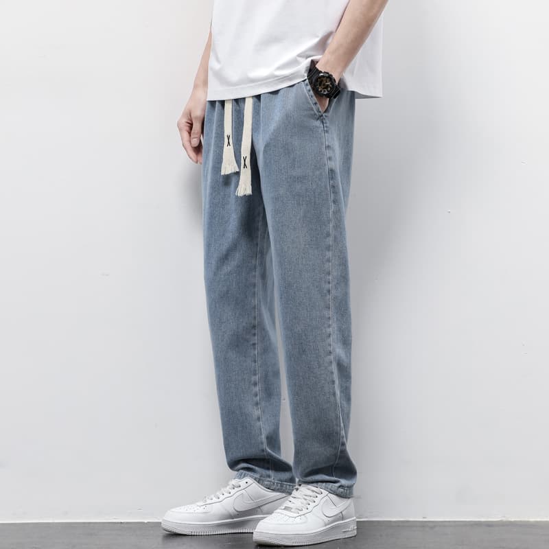 Pantalón jeans ancho para hombre cintura elástica