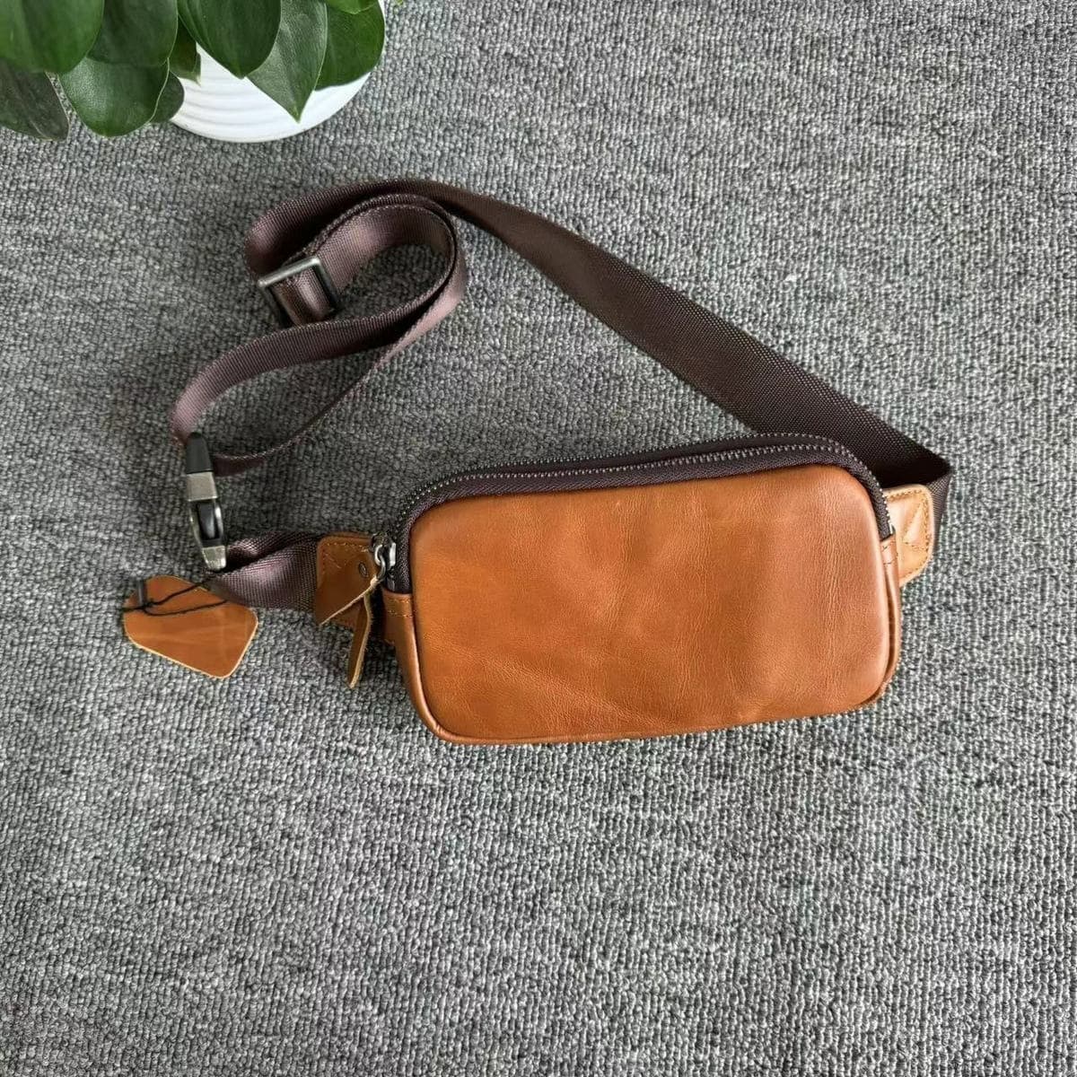 Bolsa crossbody cuero mini para hombre