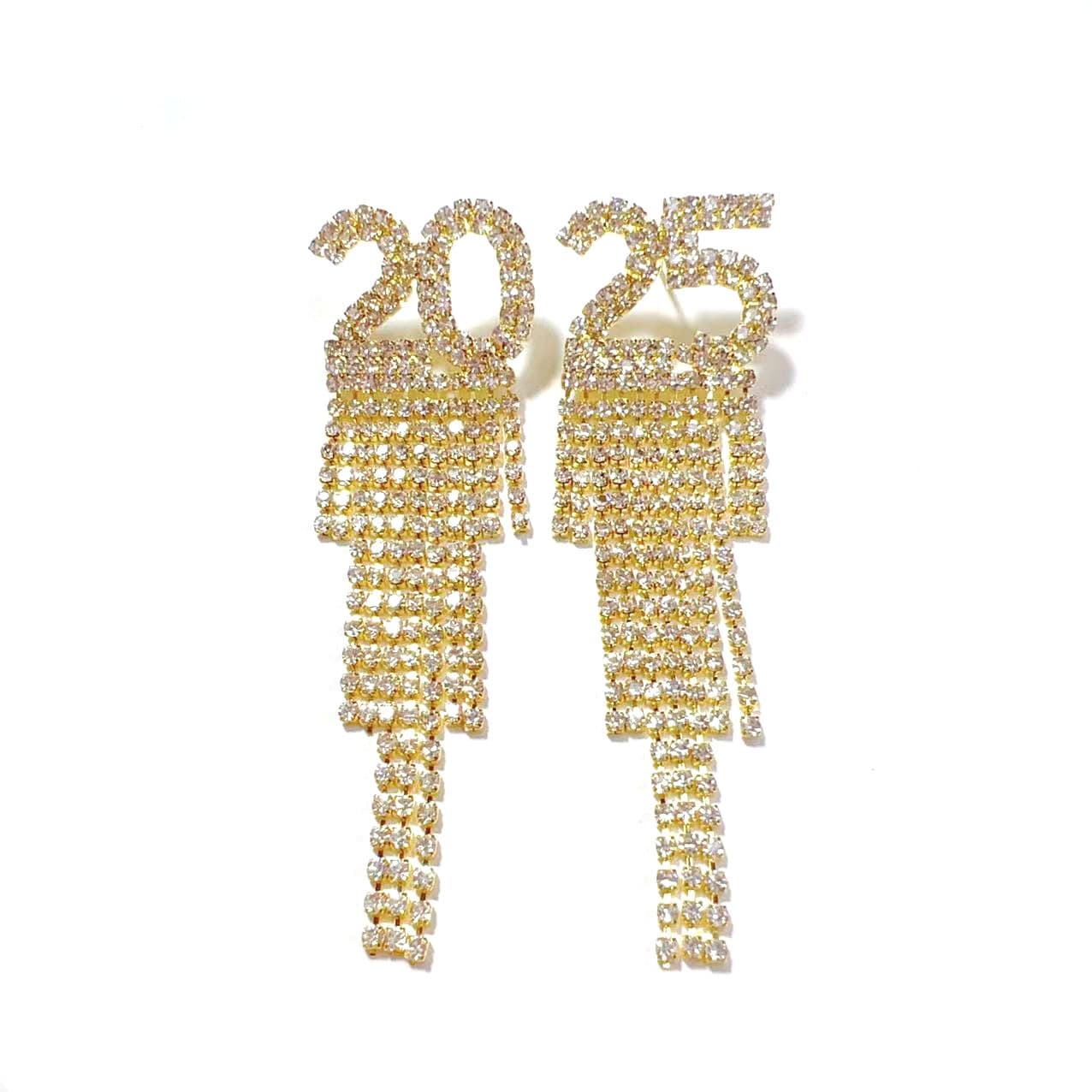 Aretes de letra con rhinestones en cobre