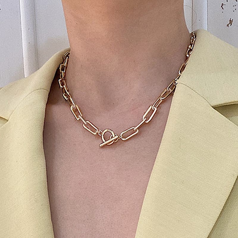 Collar de clavícula con broche, estilo retro coreano